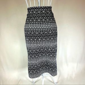 Black and White Aztec Pencil Skirt